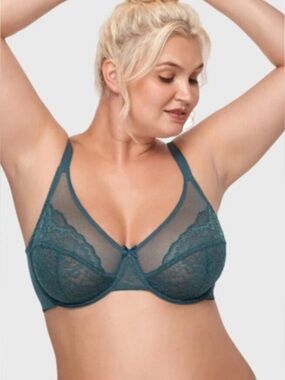HSIA Enchante Lace Underwire Minimizer Bra Balsam Blue Green - 38DDD